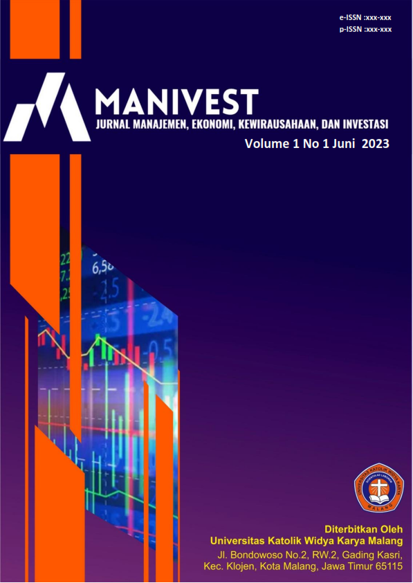 					View Vol. 1 No. 1 (2023): Juni, Manivest : Jurnal Manajemen, Ekonomi, Kewirausahaan, dan Investasi
				